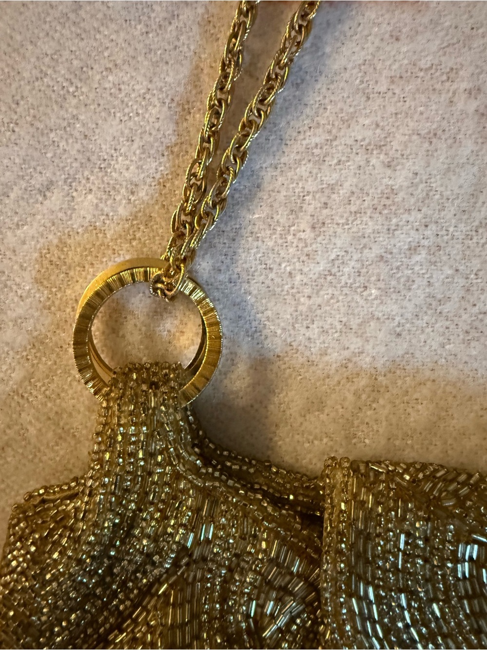 Walborg Gold Beaded Clutch with Chain Strap - Picture 4 of 13